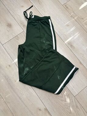 American Eagle Outfitters Dark Green Track Pants with White Side Stripe